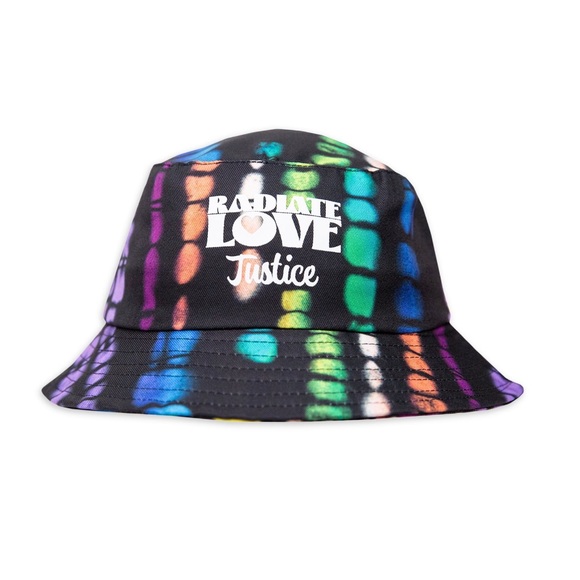 Justice Brand Child Girls/Boys Black Tie-Dye Bucket Hat, Radiate Love - Picture 1 of 12
